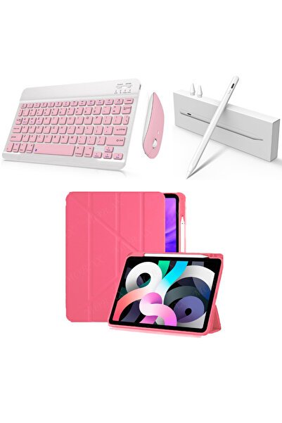 Covpor Apple iPad 10.NESİL 10.9 ve 11. NESİL A16 Uyumlu Origami Kılıf Karpuz + Klavye ve Mouse+Kalem