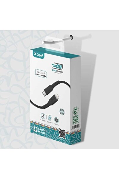 GENERAL كيبل شحن سريع تايب سي أيفون PD قماش متين بطول متر من LION-X
