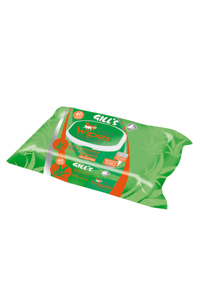GILL'S Wet Wipes for Animals Gill's, Aloe Chlorhexidrine, 40 pcs