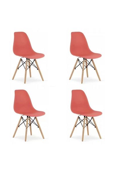 Artool Set 4 scaune stil scandinav, Artool, Osaka, PP, lemn, vermilion, 46 x 54 x 81 cm
