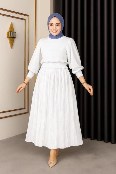 sd butique Kıraş Model Piliseli Etek - Kırışık Model - Saten Etek