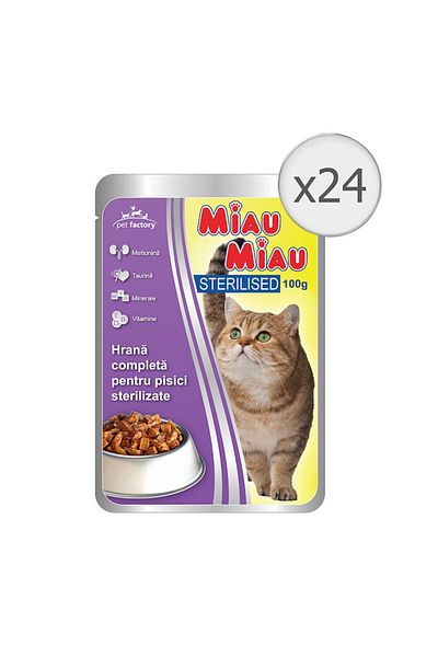 MIAU MIAU Wet Cat Food Miau Miau, Sterilised, 24x100g