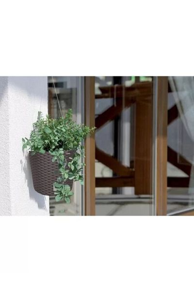 Prosperplast Decorative Pot with Chain, Prosperplast, Rato Round, Brown, 25.6 x 21.9 cm