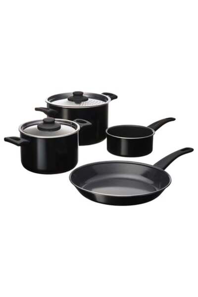 IKEA HEMLAGAD Cookware Set 6 Pieces, Non-stick, Black