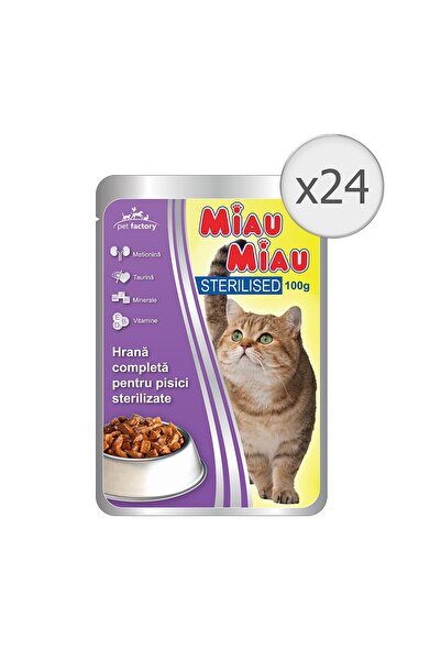 MIAU MIAU Wet Cat Food Miau Miau, Sterilised, 24x100g