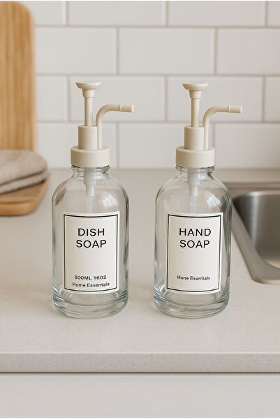Dia Set de 2 dozatoare de săpun lichid din sticlă albă modernă