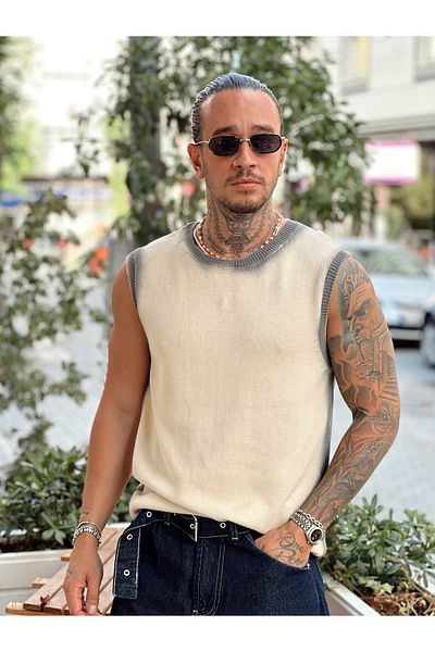 manch collection Sleeveless Knitwear T-Shirt Mustard