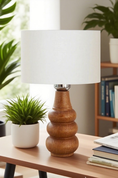 571 Store Sina Table Lampshade Wooden Body Fabric Headboard Decorative Table Lamp Night Light
