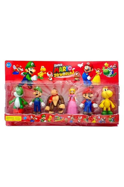 MASHASHOP Set 6 Figurine Super Mario si prietenii sai, multicolor, 9 cm