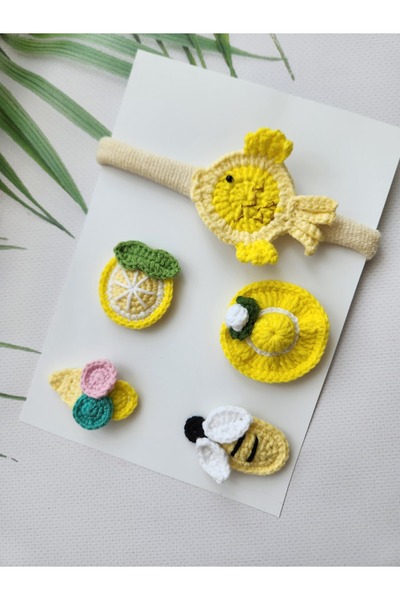 Hand Mother's Since 2024 Newborn Baby Hair Clip and Bandana Handmade 5-Piece ...