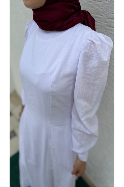 BURKAY Κομψό λευκό μακρύ φόρεμα με δαντέλα