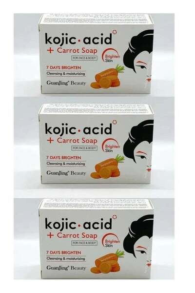 KOJIC ACID ثلاث قطع من صابون الجزر الكوجيك للوجه والجسم 120 × 3 جم