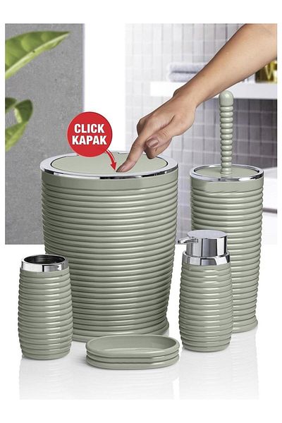 Altabi Bathroom Set Plastic Green Color 5 Pieces