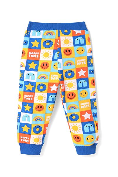 Babyhug Single Jersey Knit Full Length Printed Lounge Pants, Pack of 2 - Orange & Blue