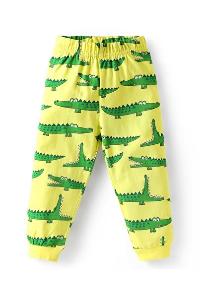 Babyhug Cotton Half Sleeves Night Suit with All Over Crocodile Print - Limegreen