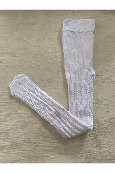 DÜVEN 2-Piece Girls Patterned Pantyhose (80 Den Medium Thick Seasonal Pantyhose) Vanilla & White