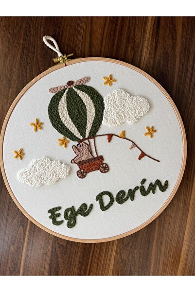 punch passion Bebek kapı süsü, hastane kapı süsü, 30 cm, punch nakışlı, isiml...