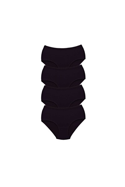 Lustrous Love 4 Pieces Women's High Waist Bato Thick Rubber Panties Black