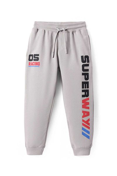 Pine kids Knit Full Length Lounge Pants with Text Print - Grey