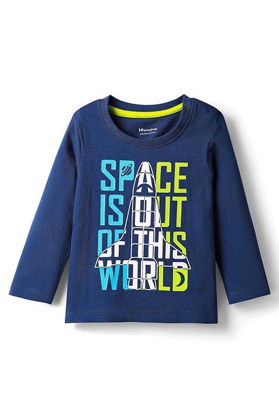 Honeyhap Cotton Pajama Set with Text Print - Navy Peony & Limeade