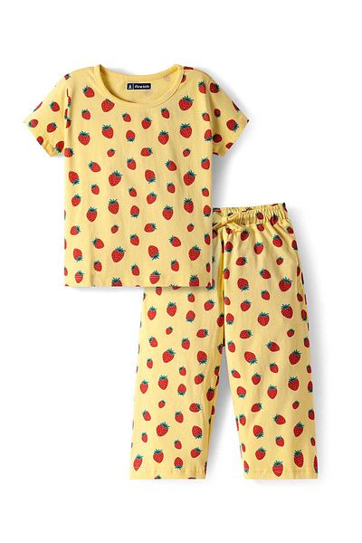 Pine kids Pine Kids Pyjama Set with Strawberry Print - Yellow