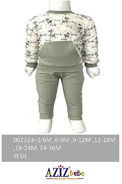 Aziz Bebe Baby Girl Gazelle Patterned Sweatshirt Trousers 2-Piece Bottom Top Baby Set Size 3 Months - 36 Months