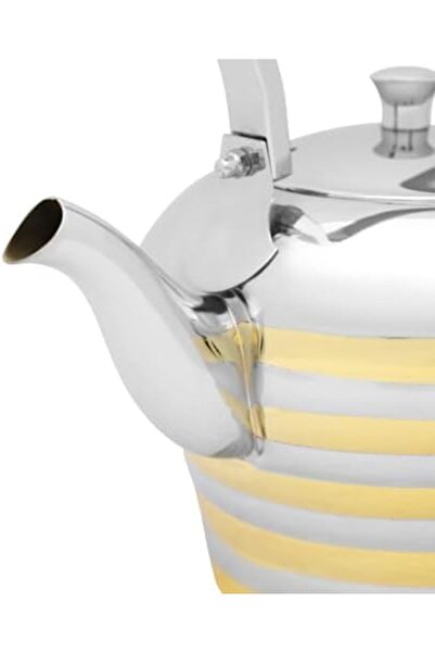 cc bin shihon Premium Stainless Steel Teapot 2.0L Silver and Gold with Rings Design Heat Insulated for Hospitality