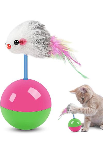 jetfast Moving Cat Ball with Mouse Haci Yatmaz Kitten Toys Mouse Chasing Game 11 cm