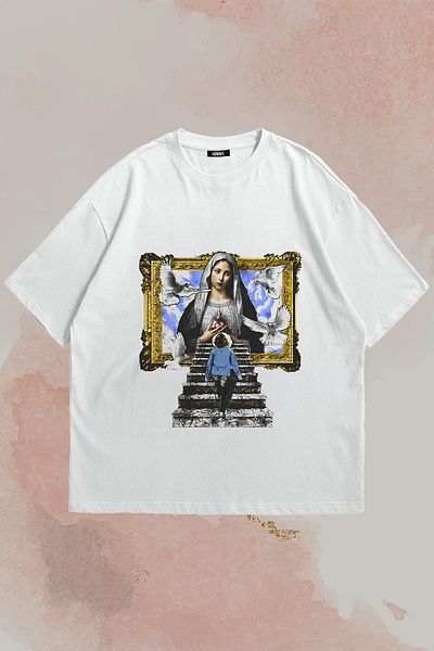 Grove Fashion Tricou unisex oversize cu imprimeu Y2K Pray Meryem