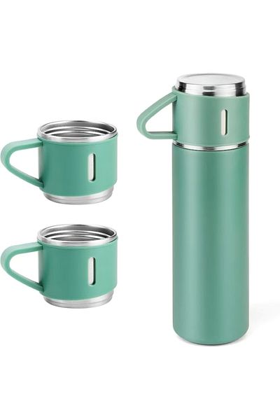 EMATTERIO Set Termos 3 Căni 500 ml, Oțel Inoxidabil, Izolație 12h, Închidere Ermetică