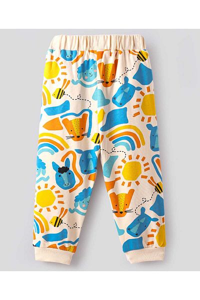 Bonfino 100% Cotton All Over Printed Jogger - Off White