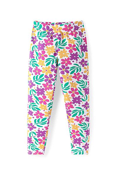 Honeyhap Premium Single Jersey Knit Bio Finish Leggings with Floral Print, Pack of 2-Violet & White