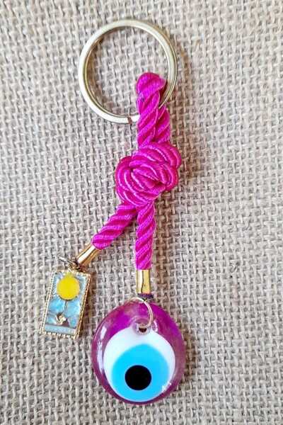 ella'nın çarşısı Breloc cu farmec de culoare roz, cu mărgele Nazar de 3 cm. L...