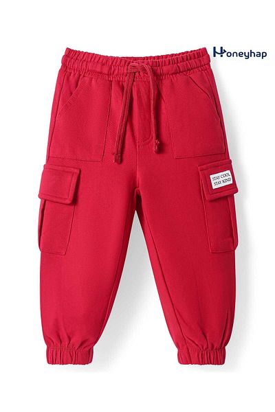 Honeyhap Premium 100% Cotton Knit Full Length Solid Lounge Pant With Bio Finish - Racing Red