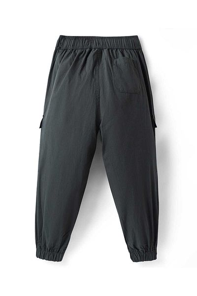 Pine kids Pine Kids Cotton Elastane Woven Full Length Trouser with Cargo Pocket & Patch Detailing - Dark Grey