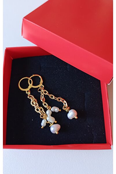 shop Büyük Boy Gerçek Tatlı Su İncili Gelin Kolyesi – Gold Zincirli, Hematit ...