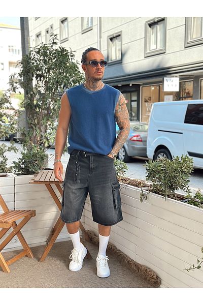 manch collection Sleeveless Knitwear T-Shirt Navy Blue