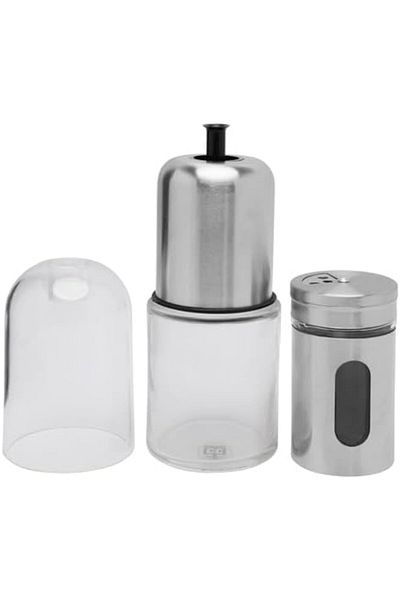 cc bin shihon 230ml Olive Oil Bottle with 100ml Salt and Pepper Shakers Set Stainless Steel Body for Kitchen Use