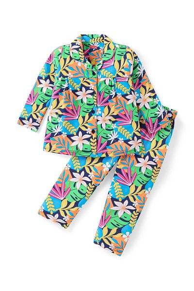 Babyhug Cotton Floral Printed Pajama Set - Multicolor