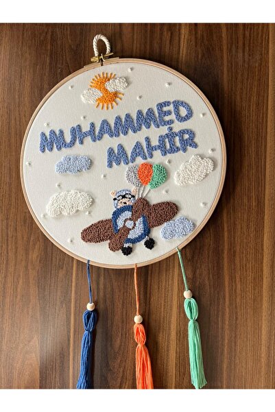 punch passion Bebek kapı süsü, hastane kapı süsü, 30 cm, punch nakışlı, isiml...