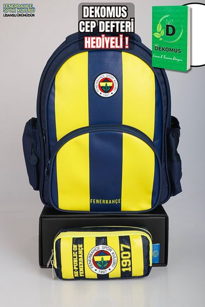 Fenerbahçe "Dekomus Pocket Notebook with Gift" New Season Licensed School Bag and Pen Bag with Stick