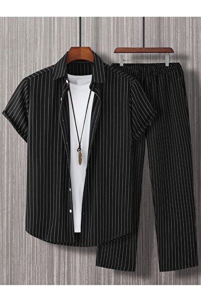 THEGENTMAN Креп-тканина Смугаста сорочка Штани Костюм Чоловічий