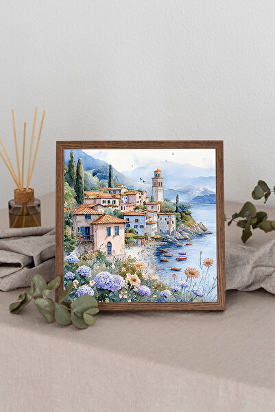 Dekorsiahome Ahşap Çerçeveli Kare Tablo TK0879