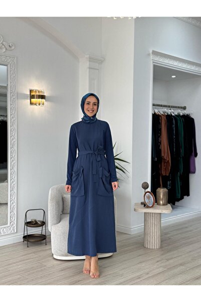 MissWhence Cep Detaylı Elbise İndigo 37814