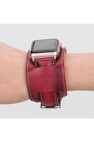PLM Apple Watch Compatible Leather Cord 42-44-45mm Cuff V4EF