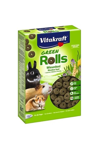 Vitakraft Gustări dentare Green Rolls pentru rozătoare, fără gluten, 500 g