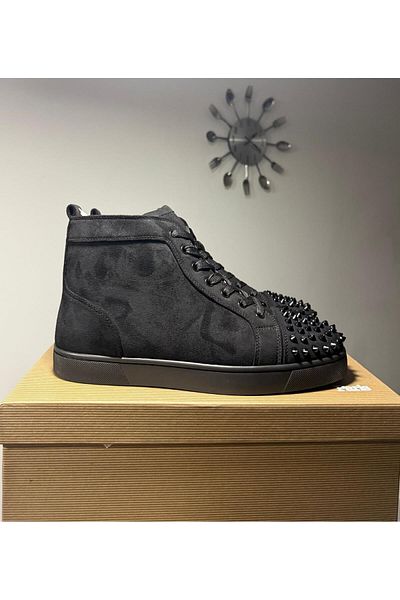 Christian Louboutin high suede black spikes