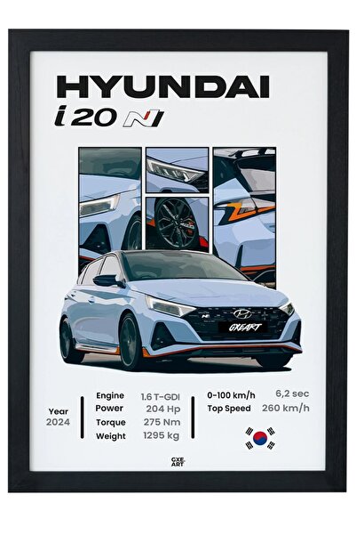 gxe.art İ20N Vektörel Siyah Çerçeveli Tablo Poster