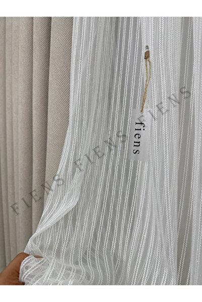 FİENS ÇİFT MAKARNA BURGULU'S MODERN TÜL PERDE 1/3 Sık Pileli | Gramajlı Ütü G...