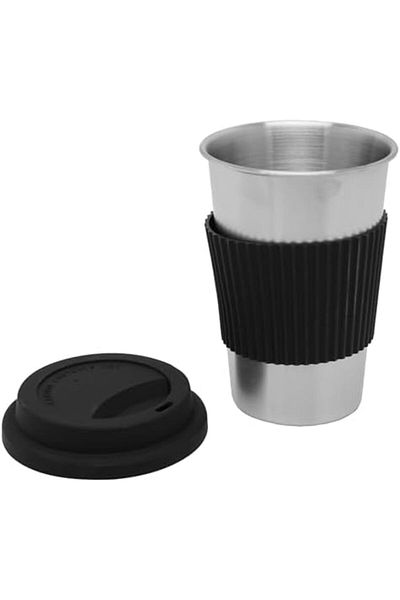cc bin shihon 400ml Insulated Stainless Steel Cup with Silicone Lid for Hot and Cold Drinks Travel and Workout Use